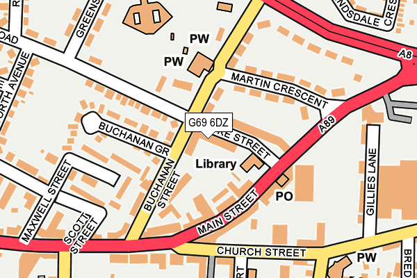 G69 6DZ map - OS OpenMap – Local (Ordnance Survey)