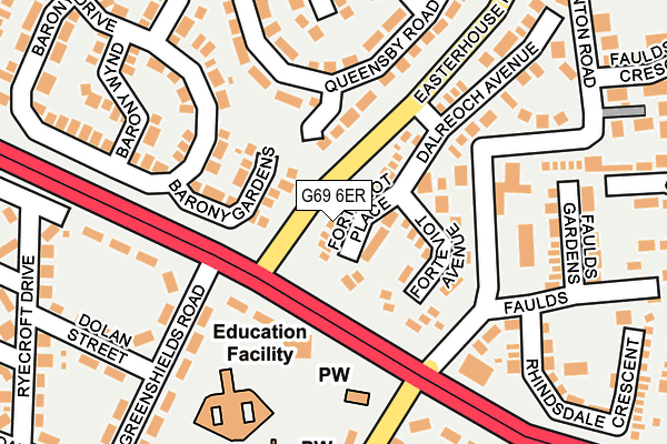 G69 6ER map - OS OpenMap – Local (Ordnance Survey)