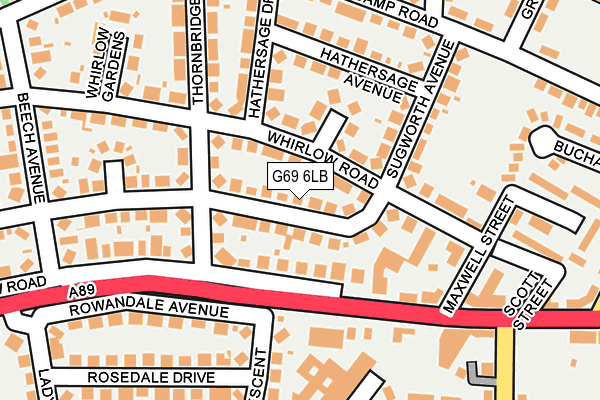 G69 6LB map - OS OpenMap – Local (Ordnance Survey)