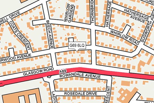 G69 6LQ map - OS OpenMap – Local (Ordnance Survey)