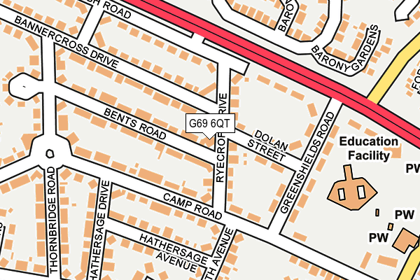 G69 6QT map - OS OpenMap – Local (Ordnance Survey)