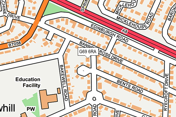 G69 6RA map - OS OpenMap – Local (Ordnance Survey)