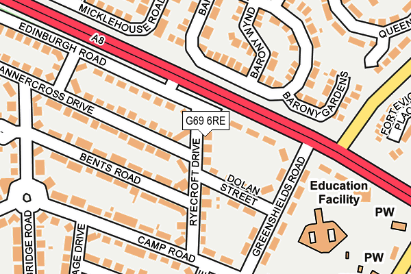 G69 6RE map - OS OpenMap – Local (Ordnance Survey)