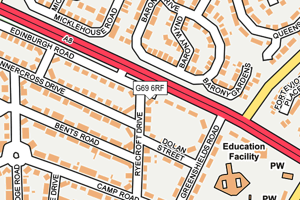 G69 6RF map - OS OpenMap – Local (Ordnance Survey)