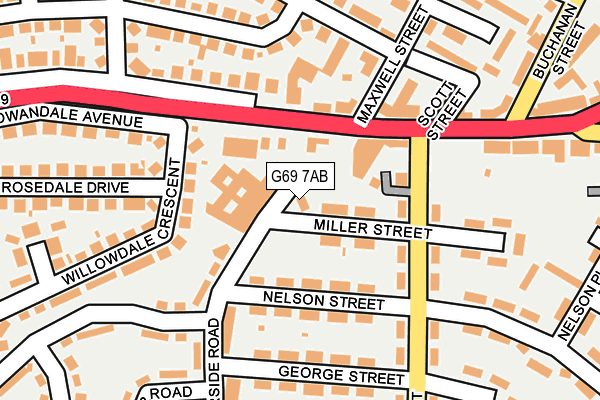 G69 7AB map - OS OpenMap – Local (Ordnance Survey)