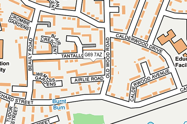 G69 7AZ map - OS OpenMap – Local (Ordnance Survey)