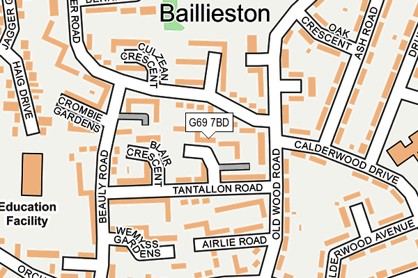 G69 7BD map - OS OpenMap – Local (Ordnance Survey)