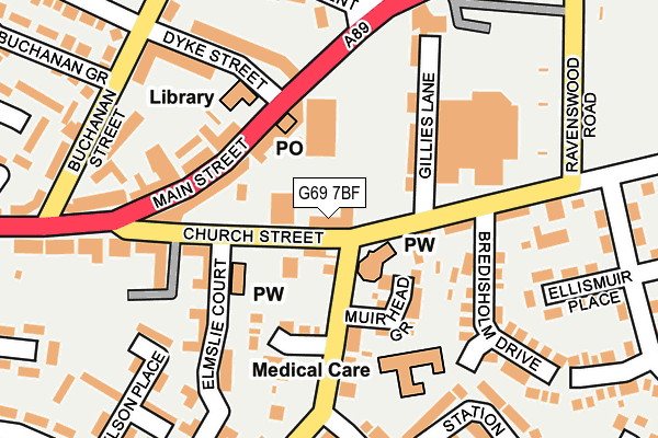 G69 7BF map - OS OpenMap – Local (Ordnance Survey)