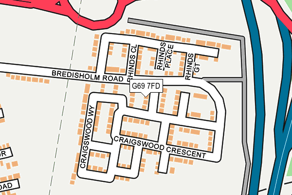 G69 7FD map - OS OpenMap – Local (Ordnance Survey)