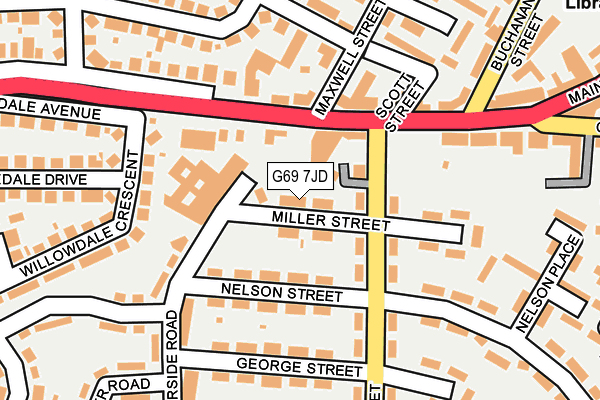 G69 7JD map - OS OpenMap – Local (Ordnance Survey)