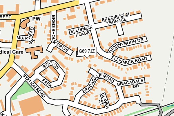 G69 7JZ map - OS OpenMap – Local (Ordnance Survey)