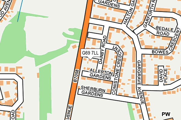 G69 7LL map - OS OpenMap – Local (Ordnance Survey)