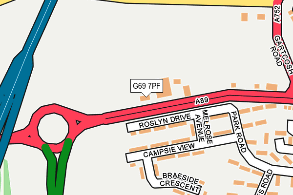 G69 7PF map - OS OpenMap – Local (Ordnance Survey)