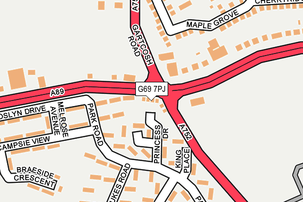 G69 7PJ map - OS OpenMap – Local (Ordnance Survey)
