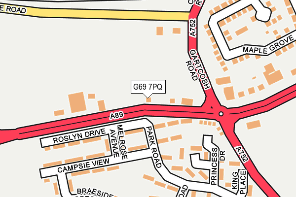 G69 7PQ map - OS OpenMap – Local (Ordnance Survey)