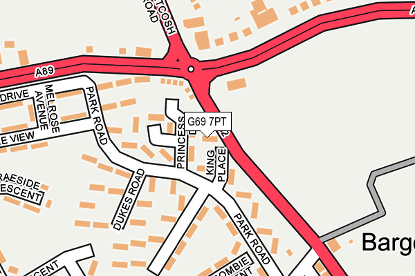 G69 7PT map - OS OpenMap – Local (Ordnance Survey)