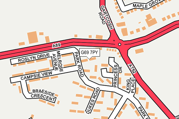 G69 7PY map - OS OpenMap – Local (Ordnance Survey)