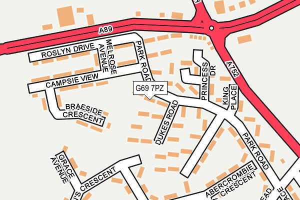 G69 7PZ map - OS OpenMap – Local (Ordnance Survey)