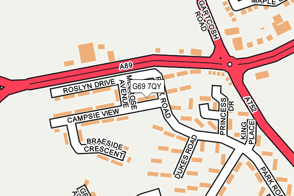 G69 7QY map - OS OpenMap – Local (Ordnance Survey)