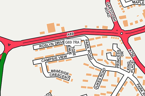 G69 7RA map - OS OpenMap – Local (Ordnance Survey)
