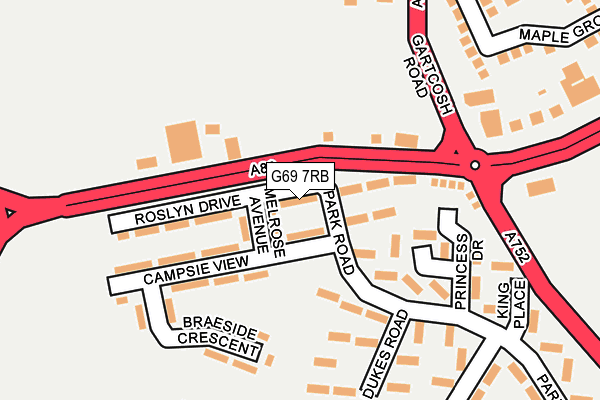 G69 7RB map - OS OpenMap – Local (Ordnance Survey)
