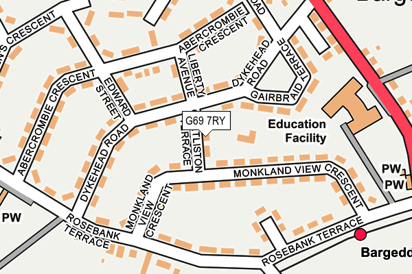 G69 7RY map - OS OpenMap – Local (Ordnance Survey)