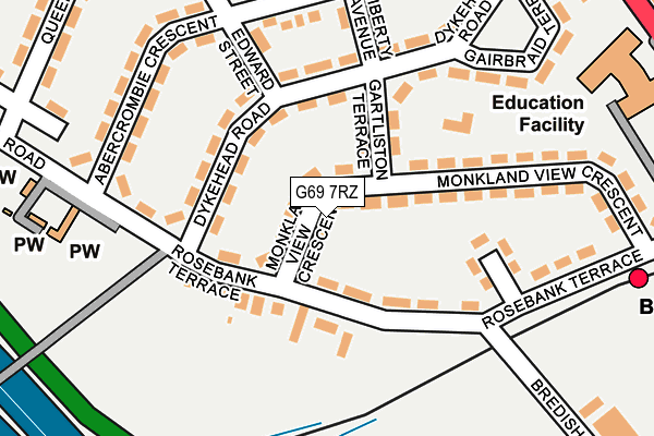 G69 7RZ map - OS OpenMap – Local (Ordnance Survey)