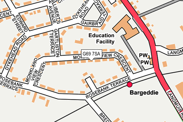 G69 7SA map - OS OpenMap – Local (Ordnance Survey)