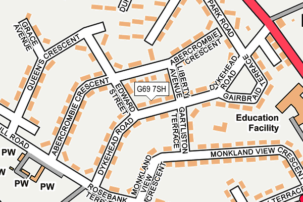 G69 7SH map - OS OpenMap – Local (Ordnance Survey)