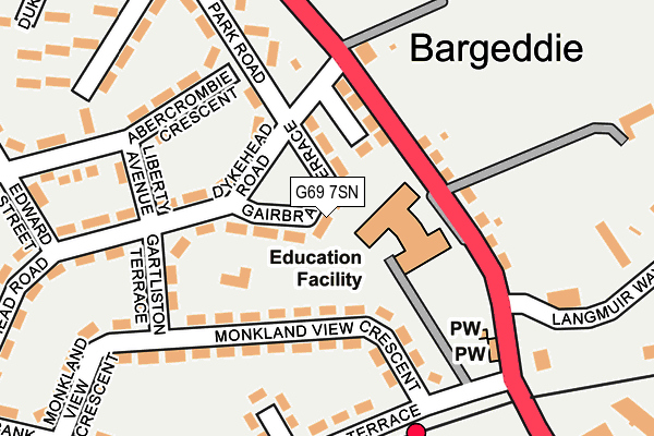 G69 7SN map - OS OpenMap – Local (Ordnance Survey)