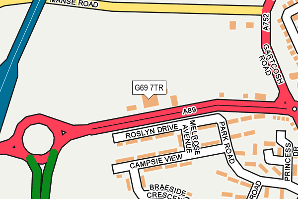 G69 7TR map - OS OpenMap – Local (Ordnance Survey)