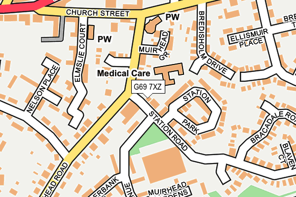 G69 7XZ map - OS OpenMap – Local (Ordnance Survey)