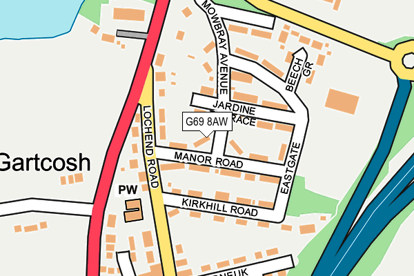 G69 8AW map - OS OpenMap – Local (Ordnance Survey)