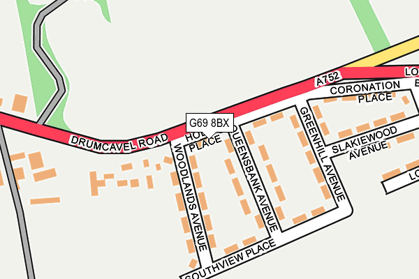 G69 8BX map - OS OpenMap – Local (Ordnance Survey)