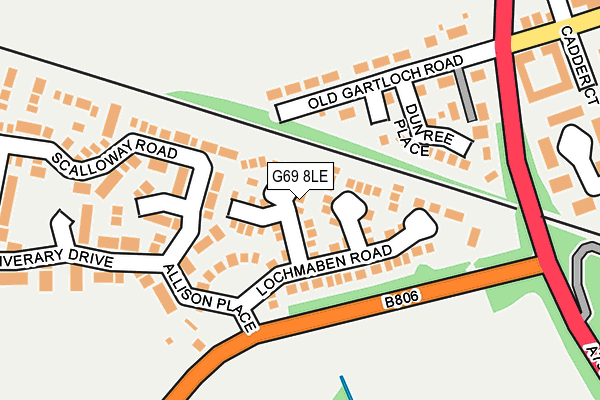 G69 8LE map - OS OpenMap – Local (Ordnance Survey)