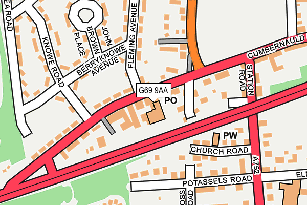 G69 9AA map - OS OpenMap – Local (Ordnance Survey)