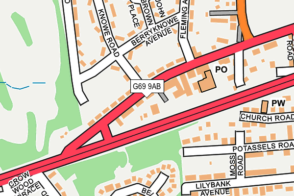 G69 9AB map - OS OpenMap – Local (Ordnance Survey)