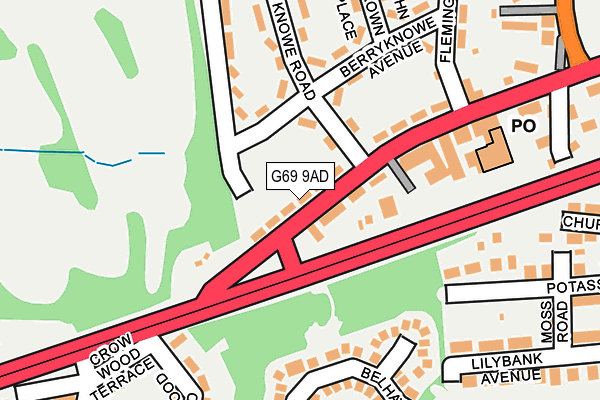 G69 9AD map - OS OpenMap – Local (Ordnance Survey)