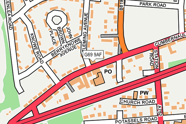 G69 9AF map - OS OpenMap – Local (Ordnance Survey)