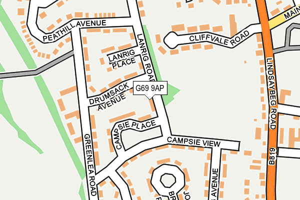 G69 9AP map - OS OpenMap – Local (Ordnance Survey)
