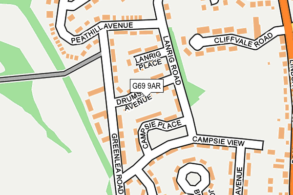 G69 9AR map - OS OpenMap – Local (Ordnance Survey)