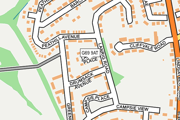 G69 9AT map - OS OpenMap – Local (Ordnance Survey)