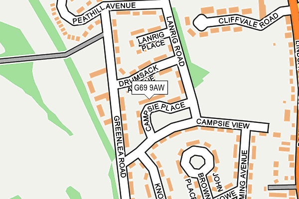G69 9AW map - OS OpenMap – Local (Ordnance Survey)