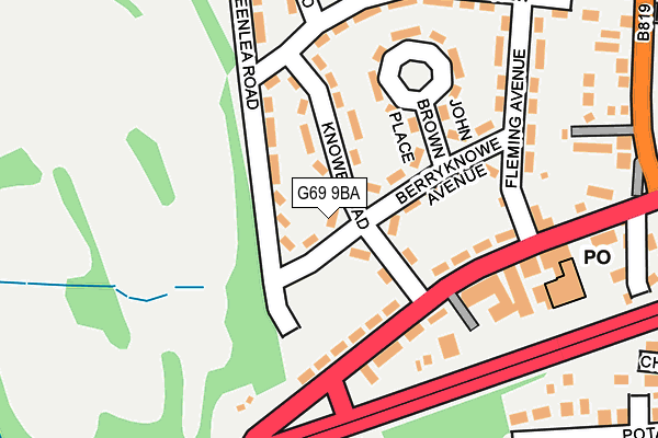 G69 9BA map - OS OpenMap – Local (Ordnance Survey)