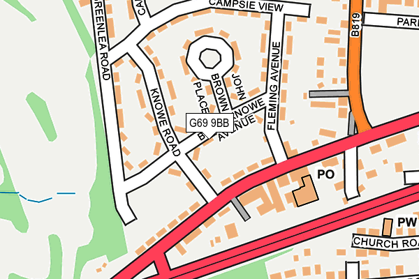 G69 9BB map - OS OpenMap – Local (Ordnance Survey)