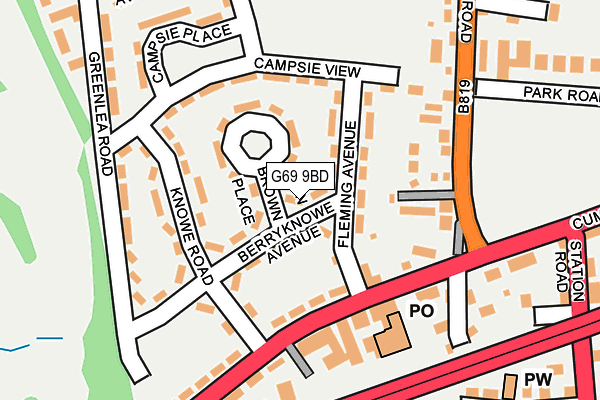 G69 9BD map - OS OpenMap – Local (Ordnance Survey)