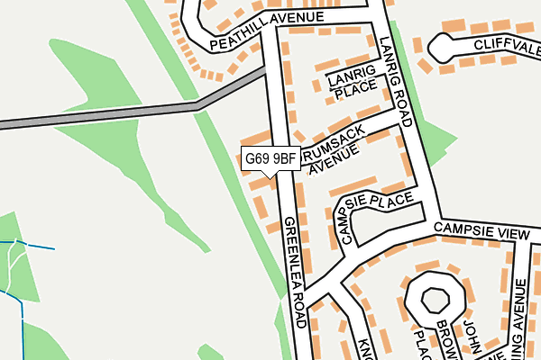 G69 9BF map - OS OpenMap – Local (Ordnance Survey)