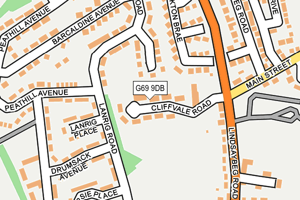 G69 9DB map - OS OpenMap – Local (Ordnance Survey)