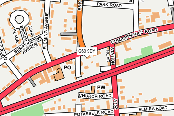 G69 9DY map - OS OpenMap – Local (Ordnance Survey)