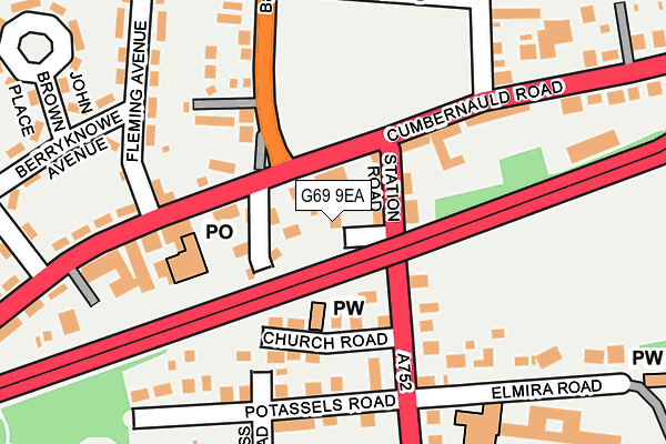 G69 9EA map - OS OpenMap – Local (Ordnance Survey)